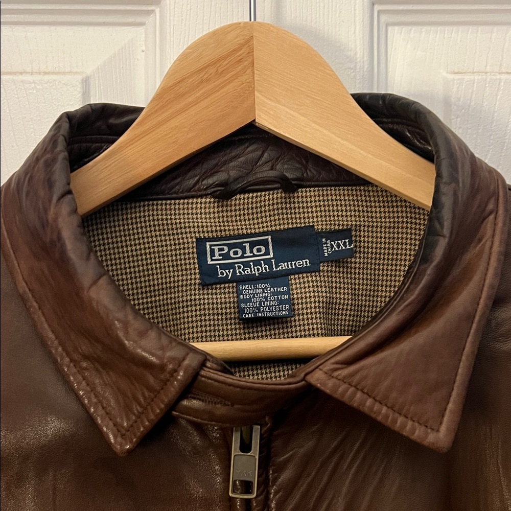Polo by Ralph Lauren Men's Dark Brown Leather Bomber Jacket
